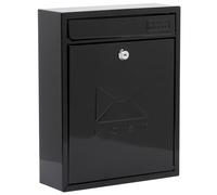 Burg Wächter MB05BK Compact Wall Mounted Galvanised Steel Lockable Weatherproof Post Box, Black, 26x33x9cm