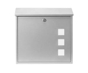 Burg-Wachter MB08S Aire Wall Mounted Galvanised Steel Lockable Weatherproof Post Box - Silver - 37x36x11cm