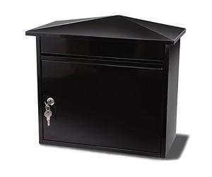 Burg-Wachter MB15BK Mersey Large Wall Mounted Galvanised Steel Post Box , Black 36x35x20cm