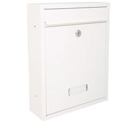 Burg-Wachter MB19 Trent Wall Mounted Galvanised Steel Lockable Weatherproof Post Box, White, 26x34x9cm