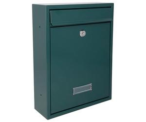 Burg-Wachter MB19G Trent Wall Mounted Galvanised Steel Lockable Weatherproof Post Box, Green 26x34x9cm