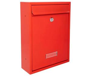 Burg-Wachter MB19R Trent Wall Mounted Galvanised Steel Lockable Weatherproof Post Box, Red 26x34x9cm