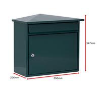 Burg-Wachter Mersey Large Wall Mounted Galvanised Steel Post Box , Green, 36X35X20Cm