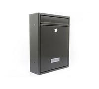Burg-Wachter Trent Wall Mounted Galvanised Steel Lockable Weatherproof Post Box, Black 26X34X9Cm