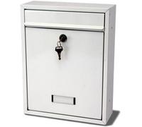 Burg-Wachter Trent Wall Mounted Galvanised Steel Lockable Weatherproof Post Box, White, 26X34X9Cm
