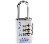 BURG-WÄCHTER Combination Lock, Shackle Strength 3.2 mm, 3 Digits, Combi 90 20 Chromo SB