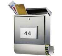 Burg Wächter 4400Si Malaga Letterbox Steel Silver With LED Solar Light