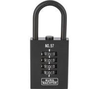 BURG-WÄCHTER Padlock with Combination Lock, Numero 97, 40 mm, Cast Iron, Black