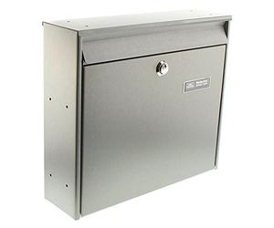 Burg-Wächter Borkum 3877 Ni - Stainless Steel Post Box Letter Box Mail Box Flap Stopper with Holes A4 Slot in, Stainless Steel
