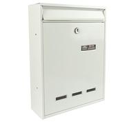 BURG-WÄCHTER Cologne 872 W Perforated System Letter Box Without Newspaper Compartment with Name Plate, 3 Viewing Windows, Galvanised Steel, Insert Format DIN A4, 2 Keys, White (Similar to RAL 9016)