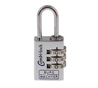 BURG-WÄCHTER Combination Lock, Shackle Strength 3.2 mm, 3 Digits, Combi 90 20 Chromo SB