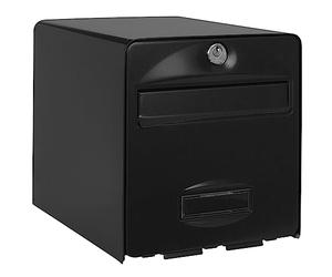 BURG-WÄCHTER, Galvanised Steel Standard Letter Box with Full Opening Door, Letter Stop, 120° Blocked, 1 Door, Balthazar, Black