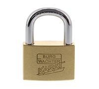 Burg-Wächter Karat 217 50 SB Padlock with 2 Keys 8 mm Shackle Thickness Solid Brass Lock Pinch Protection Hardened Double Locked