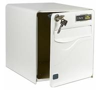 BURG-WÄCHTER La Poste, 1 Door, 525 BL Baltic, White Galvanised Steel Mailbox, with Full Opening Door and Mail Stop (Door Blocked at 120°)