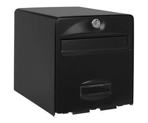 BURG-WÄCHTER La Poste, 2 Doors, 509 NO Balthazar, Black Galvanised Steel Mailbox, with Full Opening Door and Mail Stop (Door Blocked at 120°)