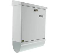 Burg-Wächter Comfort 91300 W Steel Mailbox Set with Integrated Newspaper Box, White, Integriertes Zeitungsfach-Verzinkter Stahl