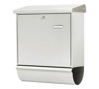 BURG-WÄCHTER Letterbox Set with Integrated Newspaper Compartment, A4 Throw-in Format, Stainless Steel, Comfort-Set 39130 Ni