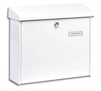 BURG-WÄCHTER, Mailbox with Stop Opening, Slot Size A4, Galvanised Steel, Amsterdam 867 W, White