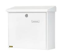 BURG-WÄCHTER Letterbox with Hinged Rain Canopy, A4 Throw-in Format, EU Norm EN 13724, Galvanized Steel, Comfort 913 W, White