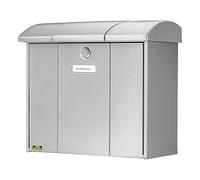 BURG-WÄCHTER Letterbox with Hinged Rain Canopy, A4 Throw-in Format, EU Norm EN 13724, Galvanized Steel, Olymp 916 Si, Silver