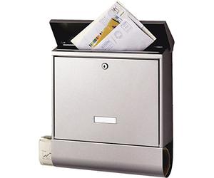 BURG-WÄCHTER Letterbox with Newspaper Compartment and Nameplate, Stainless Steel, A4 Size Letter Slot, 2 Keys, AMZ 2500 NI