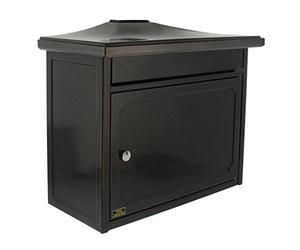 BURG-WÄCHTER Letterbox without Newspaper Compartment and Nameplate, Galvanized Steel, A4 Size Letter Slot, 2 Keys, Kopenhagen 882 E, Iron Grey