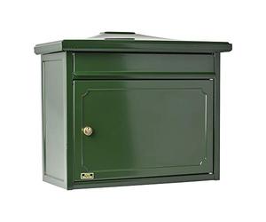 BURG-WÄCHTER Letterbox without Newspaper Compartment and Nameplate, Galvanized Steel, A4 Size Letter Slot, 2 Keys, Kopenhagen 882 FR, Green