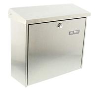 BURG-WÄCHTER Letterbox without Newspaper Compartment with Nameplate, Stainless Steel, A4 Size Letter Slot, 2 Keys, Comfort 3913 NI