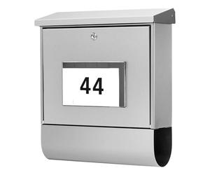 Burg-Wächter Malaga 4400 Ni Letterbox with LED Solar House Number Lighting, Without Newspaper Compartment and Name Plate, Stainless Steel, Insert Format DIN C4, Includes 2 Keys