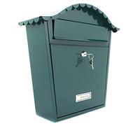 Burg Wächter MB01CWG Classic Wall Mounted Galvanised Steel Lockable Weatherproof Post Box, Chartwell Green