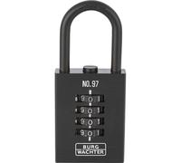 BURG-WÄCHTER Padlock with Combination Lock, Numero 97, 50 mm, Cast Iron, Black