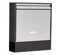 Burg-Wächter Oxford-Set 68770 B+S Stainless Steel Mailbox Set with Integrated Newspaper Box, Black/Grey