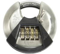 Burg Wächter round shackle lock, padlock with numeric code, 10 mm shackle thickness, stainless steel body, pinch protection, Circle 23 C 70, 39901