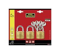 Burg-Wächter Padlock, Set of 3, 4 Keys, Trio 222, TRIO 222 30 GL SB