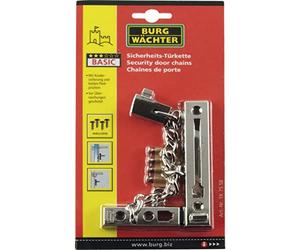 Burg Wächter Safety Door Chain with Child Safety Lock 15cm Length TK 75 SB Nickel Plated Chain Length 15cm