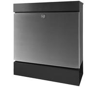 Burg-Wächter Seattle 6848 B+S Letterbox Stainless Steel with Newspaper Box, DIN C4 Slot Format, with 2 Keys, Black and Silver