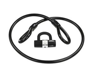 Burg-Wächter Security Cable with Padlock, Extra Long Spiral Cable, Motorcycle, E-Scooter, Garden Furniture, 750 150 + 1480, Black, 1.5 m