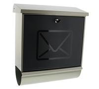 Burg-Wächter Lucca 37130 Ni Letter Stainless Steel Mailbox Set with Integrated Newspaper Box, Grey, Integriertes Zeitungsfach