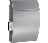 Burg-Wächter Hamburg 3815 Ni Stainless Steel Mailbox Set with Integrated Newspaper Box, Grey