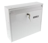 Burg-Wächter System Letter Box Without Newspaper Compartment with Name Plate with Opening Stop, Galvanised Steel, DIN C4 Slot Format, Includes 2 Keys, Potsdam 877 W Perforated, White (Similar to RAL