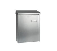Burg-WÄCHTER TEXEL 5767 SI Letter Box without Newspaper Compartment with Name Plate Galvanised Steel Structured Coating Corrosion Protection DIN C4 with 2 Keys and Mounting Material Silver