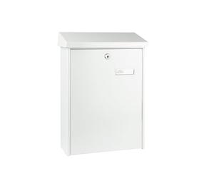 Burg-WÄCHTER TEXEL 5767 W Letter Box without Newspaper Compartment with Name Plate Galvanised Steel Structured Coating Corrosion Protection DIN C4 with 2 Keys and Mounting Material White