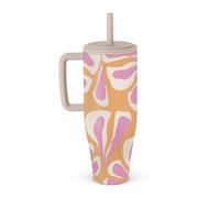 BURGA 1.2 L Tumbler with Handle and Straw - Leakproof Insulated Bottle, Keeps Drinks Hot for 12 Hours and Cold All Day, Cup Holder Compatible, Stainless Steel Travel Tumbler