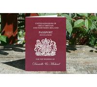Burgandy Travel Themed Wedding Passport Destination Invitation - Printed (25 Passports 4 Page)