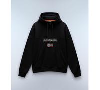 Burgee Logo Print Hoodie in Cotton Mix Black