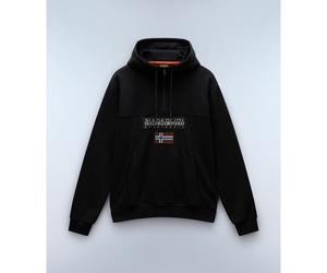 Burgee Logo Print Hoodie in Cotton Mix Black