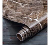 Burgeliy Peel and Stick Waterproof Wallpaper15.8×196in Vinyl Wrap Protector Auto Modification Tint Film Dark Brown Marble Shiny Granite for Kitchen Countertops Table Desk Furniture Self Adhesive Film