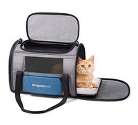 BurgeonNest Cat Carrier for Large Cats 20 lbs, Soft-Sided Pet Carrier for Small Dogs Medium Cats Under 25 lbs, Puppy Travel Bag with Big Storage Bag, 4 Ventilated Windows, 3 Doors (M)