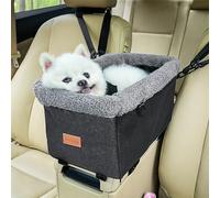 BurgeonNest Dog Carseat for Small Dog, Upgraded Console Pet Booster Seat with Metal Frame, Pet Carseat with Double Protection Seat Belts, Washable Cushion, Safety Leash and Storage Pocket(Large)