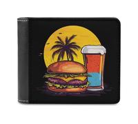 Burger and Beer Mens Wallet Slim Bifold Wallet malist Front Pocket with 6 ID Window
